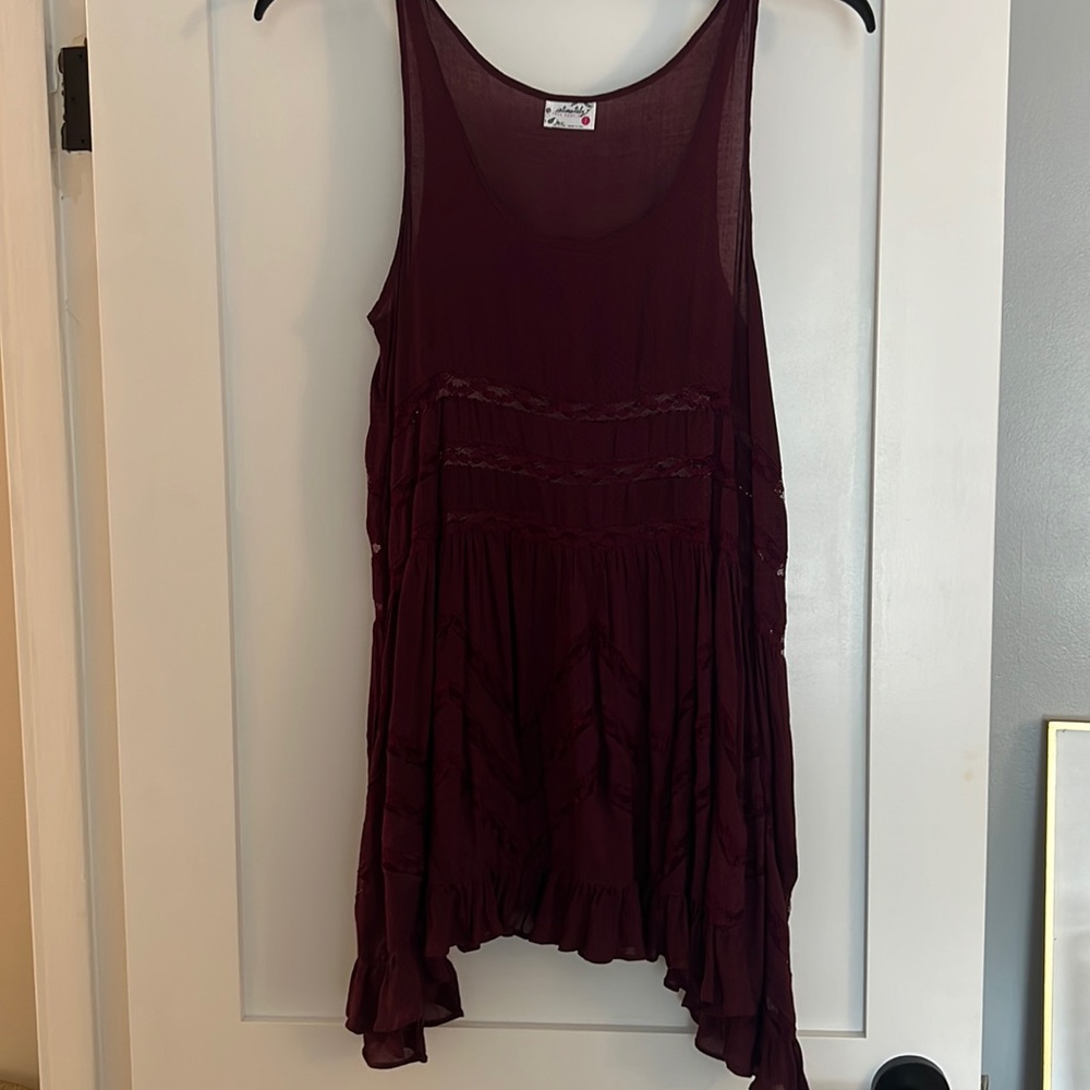 Free People tank tunic, burgundy, small